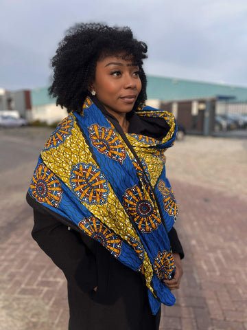Warme Sjaal met Afrikaanse print Unisex - Blauwe Mills