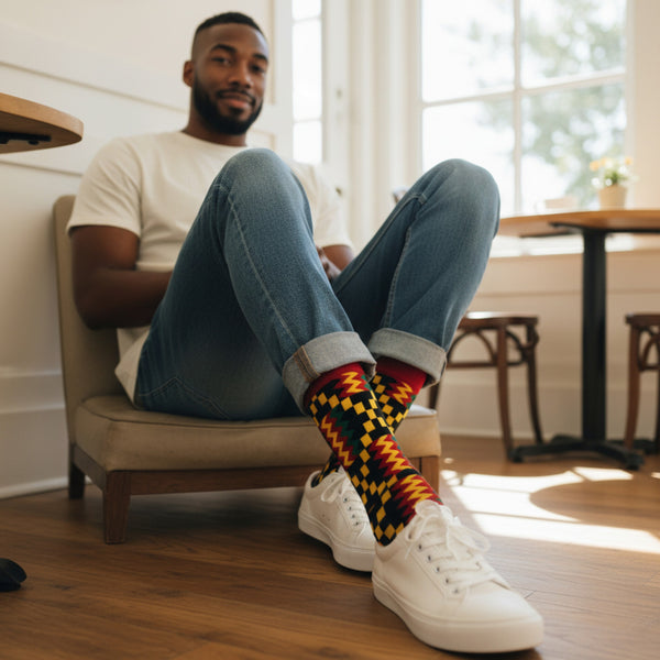 African socks / Afro socks / African print socks - Set of 3 pairs OWO Kente