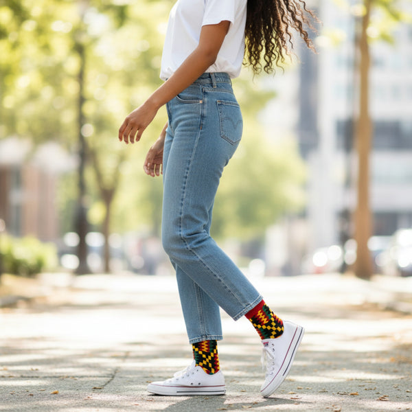 Chaussettes africaines / Ensemble de chaussettes afro OWURA en pochette - Lot de 4 paires