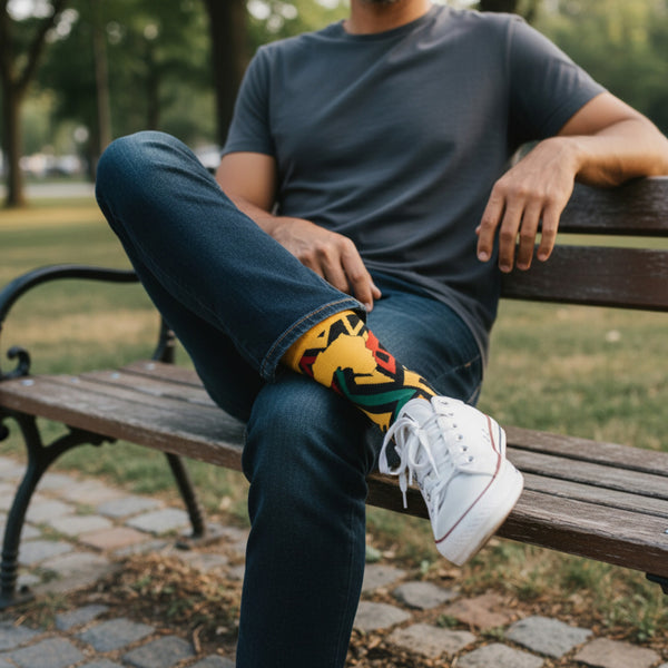 African socks / Afro socks / African print socks - Set of 3 pairs OWO Kente