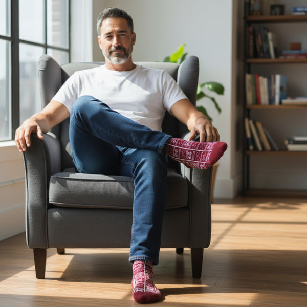 Chaussettes africaines / Chaussettes afro / Chaussettes bogolan - Rouge foncé