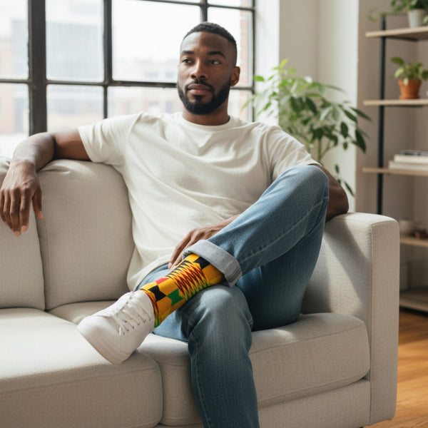 Chaussettes africaines / Ensemble de chaussettes afro MEDAASE en pochette - Lot de 5 paires