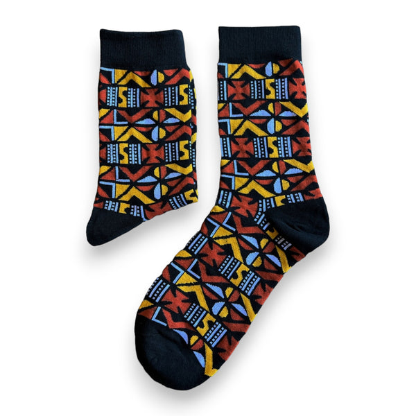 Afrikaanse sokken / Afro socks set BAMABARA met tasje - Set van 4