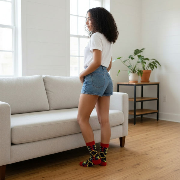 Chaussettes africaines / Ensemble de chaussettes afro OHENEBA en pochette - Lot de 4 paires