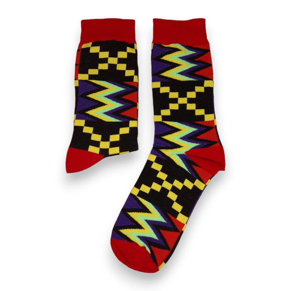 Chaussettes africaines / chaussettes afro / chaussettes kente - Noir / Violet / Rouge