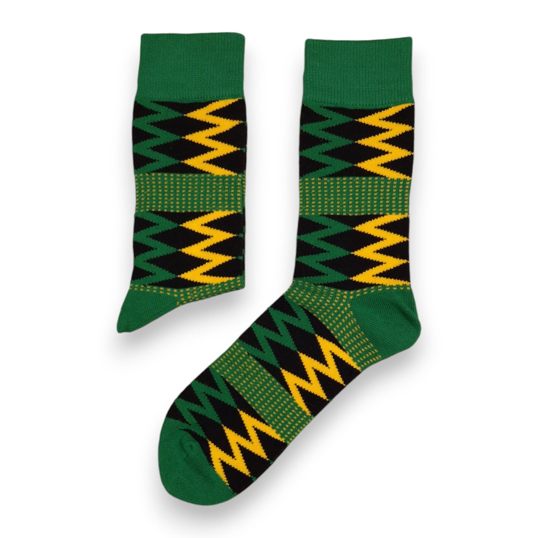 African socks / Afro socks / Kente socks - Green Black