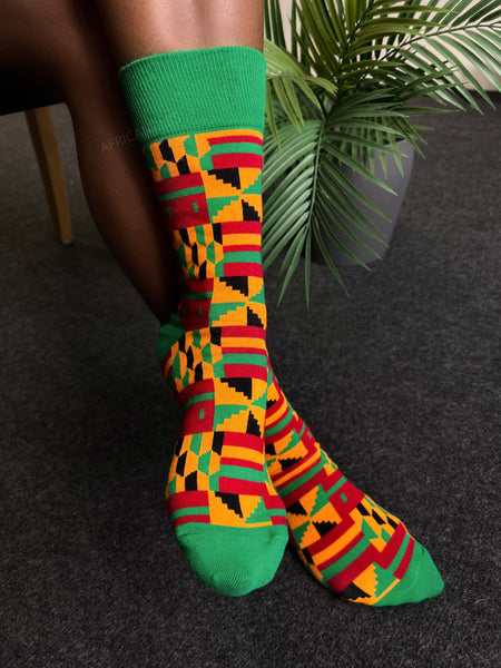 Afrikaanse sokken / Afro socks set AKWAABA met tasje - Set van 5 