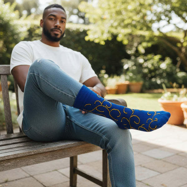 African socks / Afro socks / Set of 3 pairs - Blue EHAIRROVBUGIE