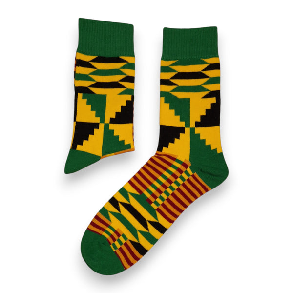 Chaussettes africaines / chaussettes afro / chaussettes kente - Vert Jaune