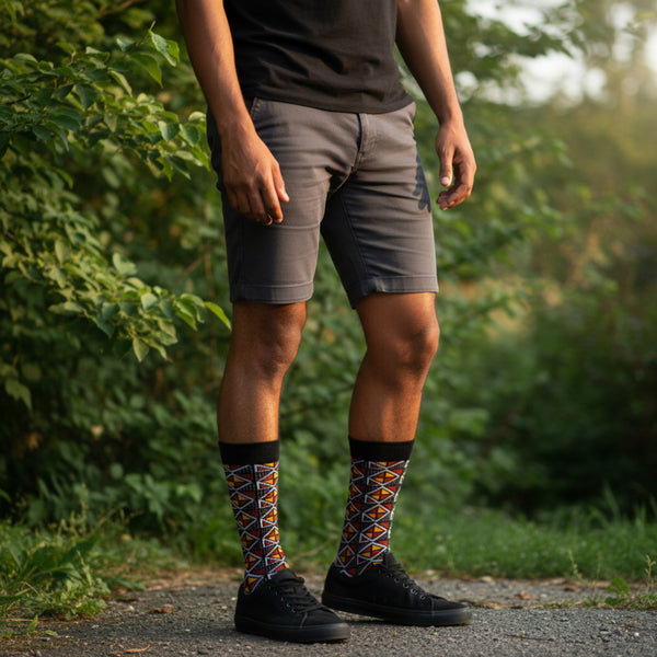 Chaussettes africaines / Ensemble de chaussettes afro MENSAH en pochette - Lot de 5 paires