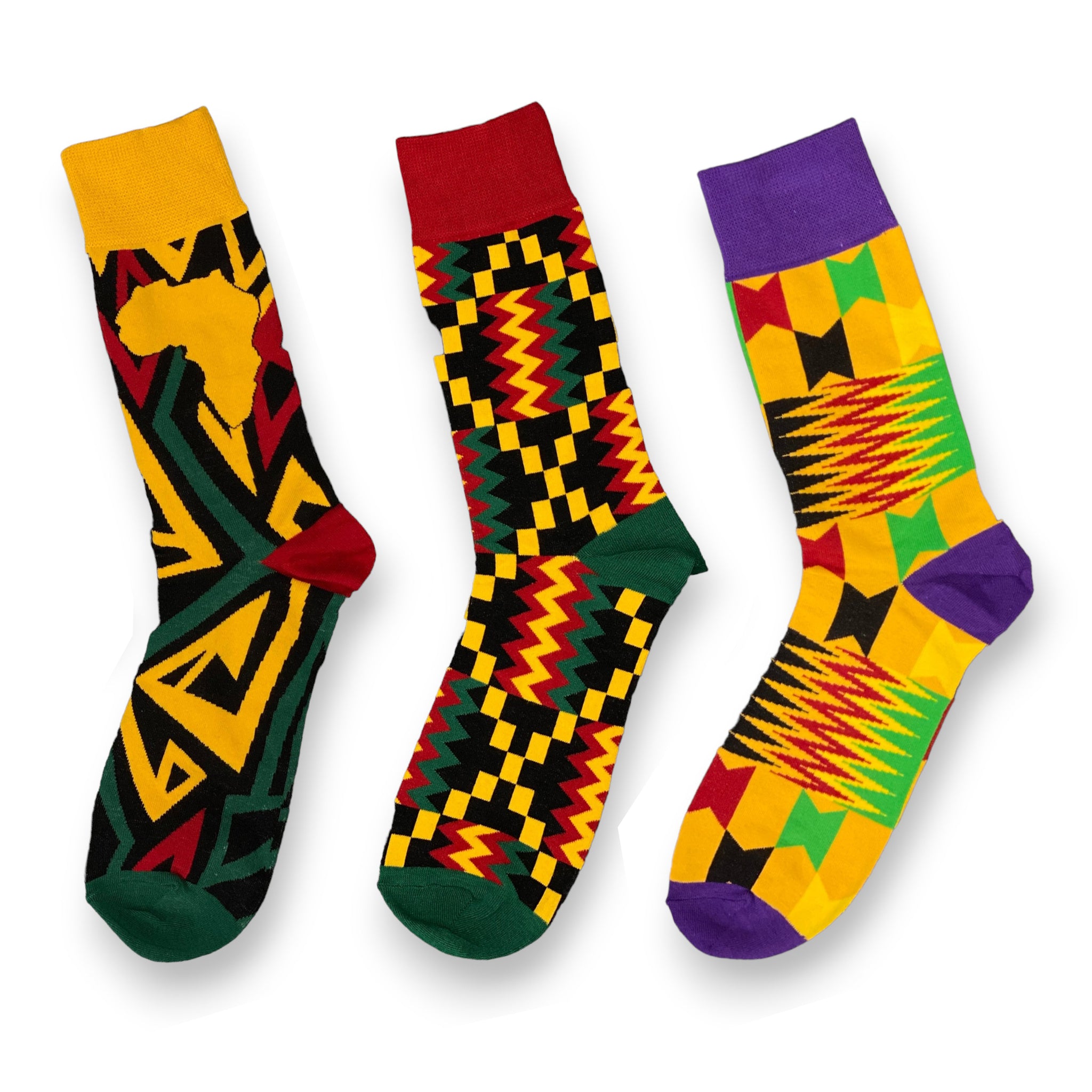 Afrikaanse sokken / Afro sokken / Kente print - Set van 3 paar ( OWO )