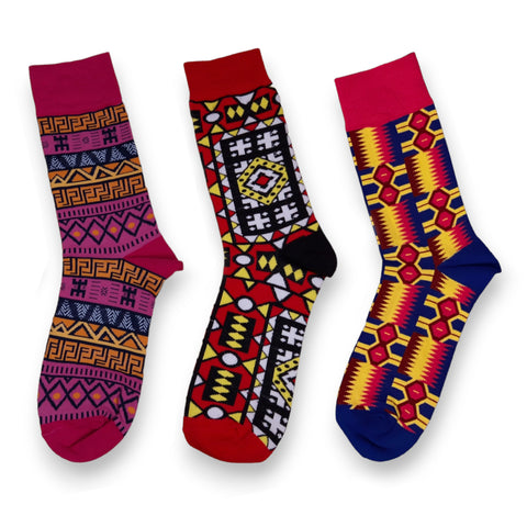 Afrikaanse sokken / Afro sokken / kente / Mud / Samakaka print - Set van 3 paar IHINRON