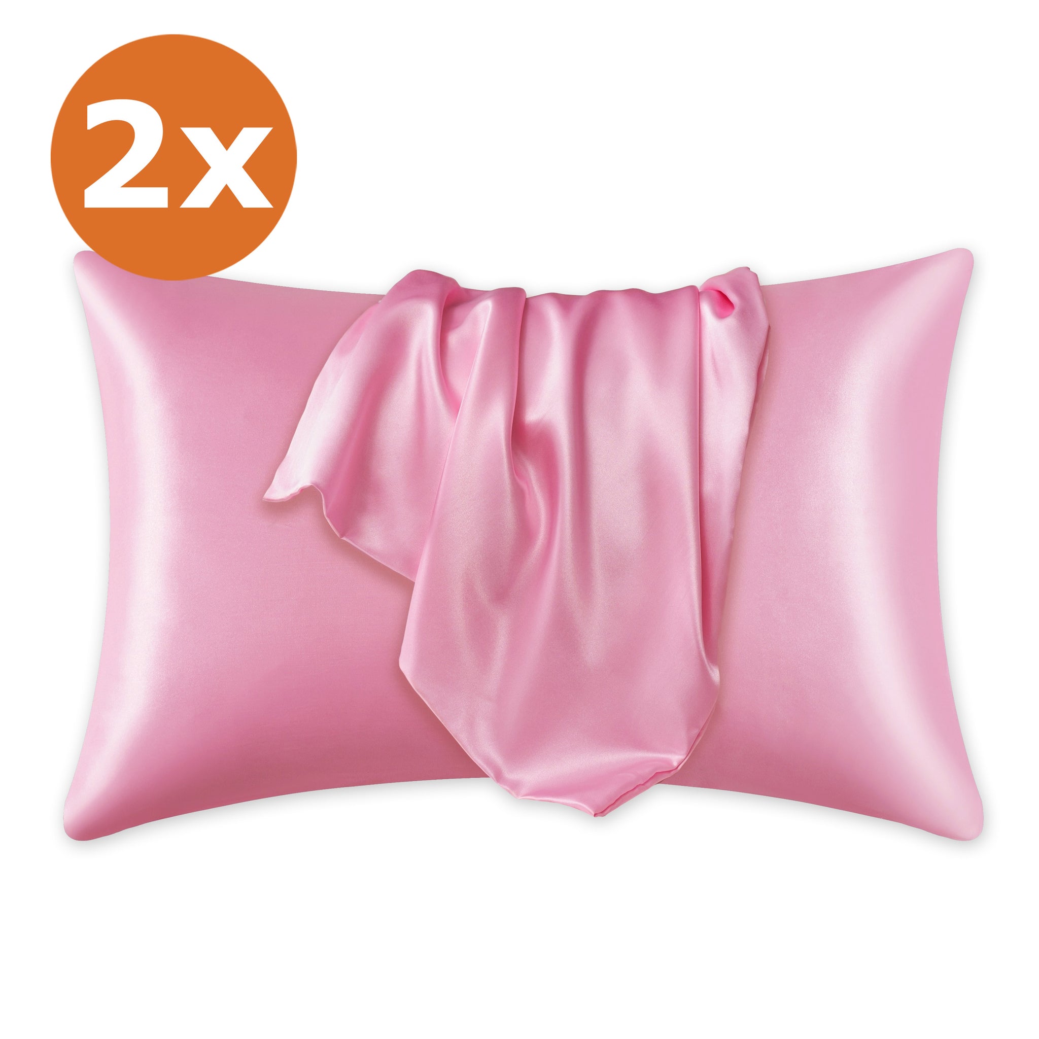 2 PIECES - Satin pillow case Pink 60 x 70 cm pillow size - Silky satin pillowcase / cushion cover