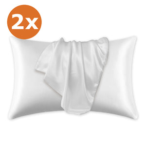 2 STUKS - Satijnen kussensloop Wit 60 x 70 cm hoofdkussen formaat - Satin pillow case / Zijdezachte kussensloop van satijn