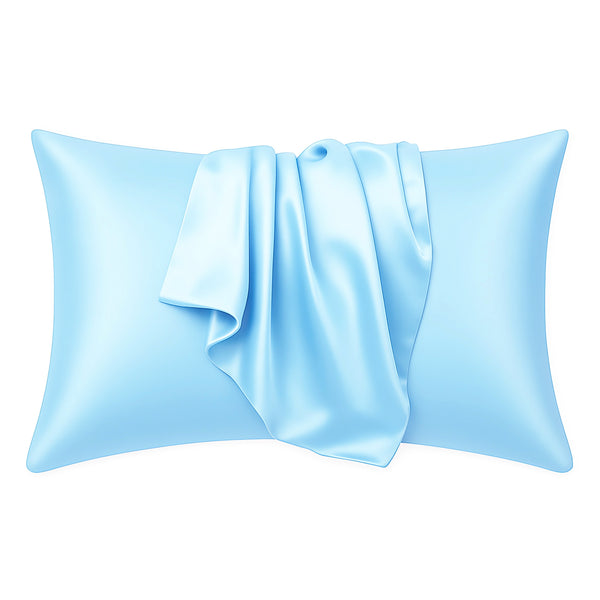 Satijnen kussensloop Lichtblauw 60 x 70 cm hoofdkussen formaat - Satin pillow case / Zijdezachte kussensloop van satijn