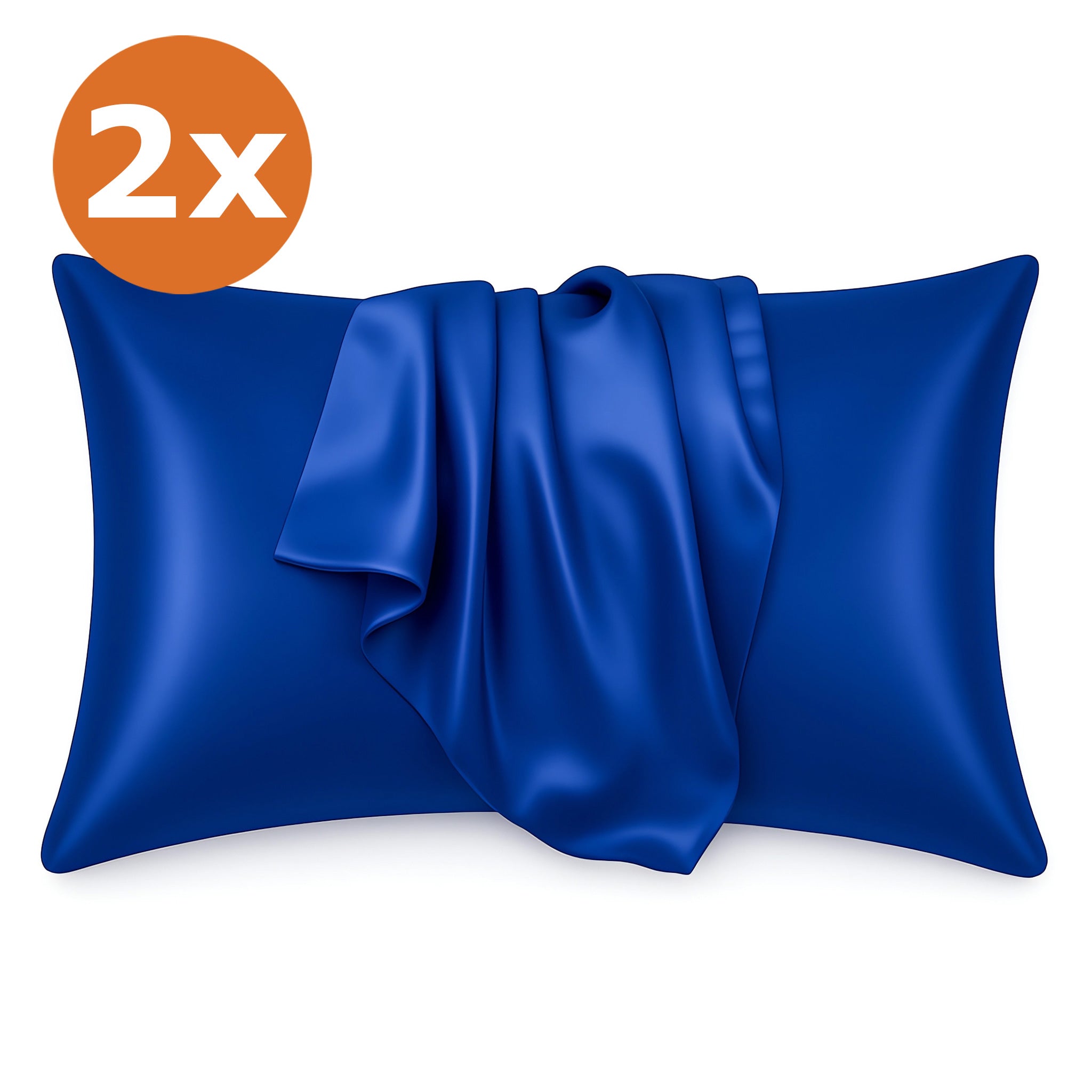 2 STUKS - Satijnen kussensloop Donkerblauw 60 x 70 cm hoofdkussen formaat - Satin pillow case / Zijdezachte kussensloop van satijn