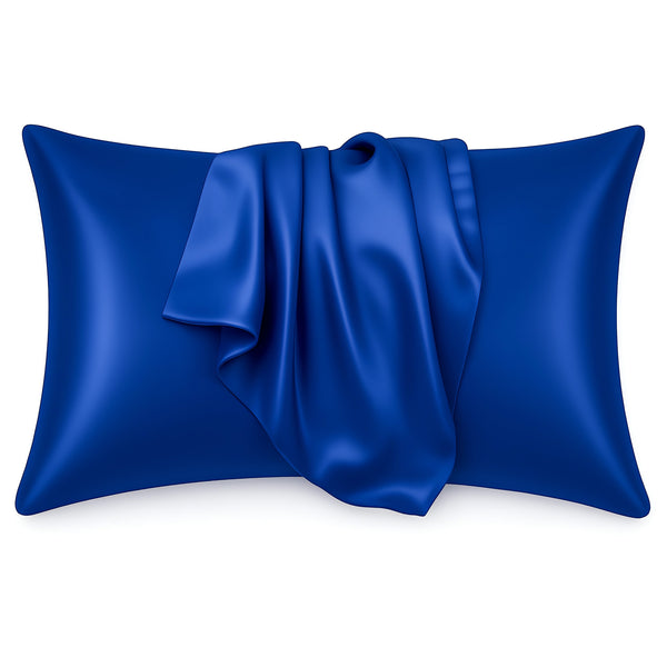 Satijnen kussensloop Donkerblauw 60 x 70 cm hoofdkussen formaat - Satin pillow case / Zijdezachte kussensloop van satijn
