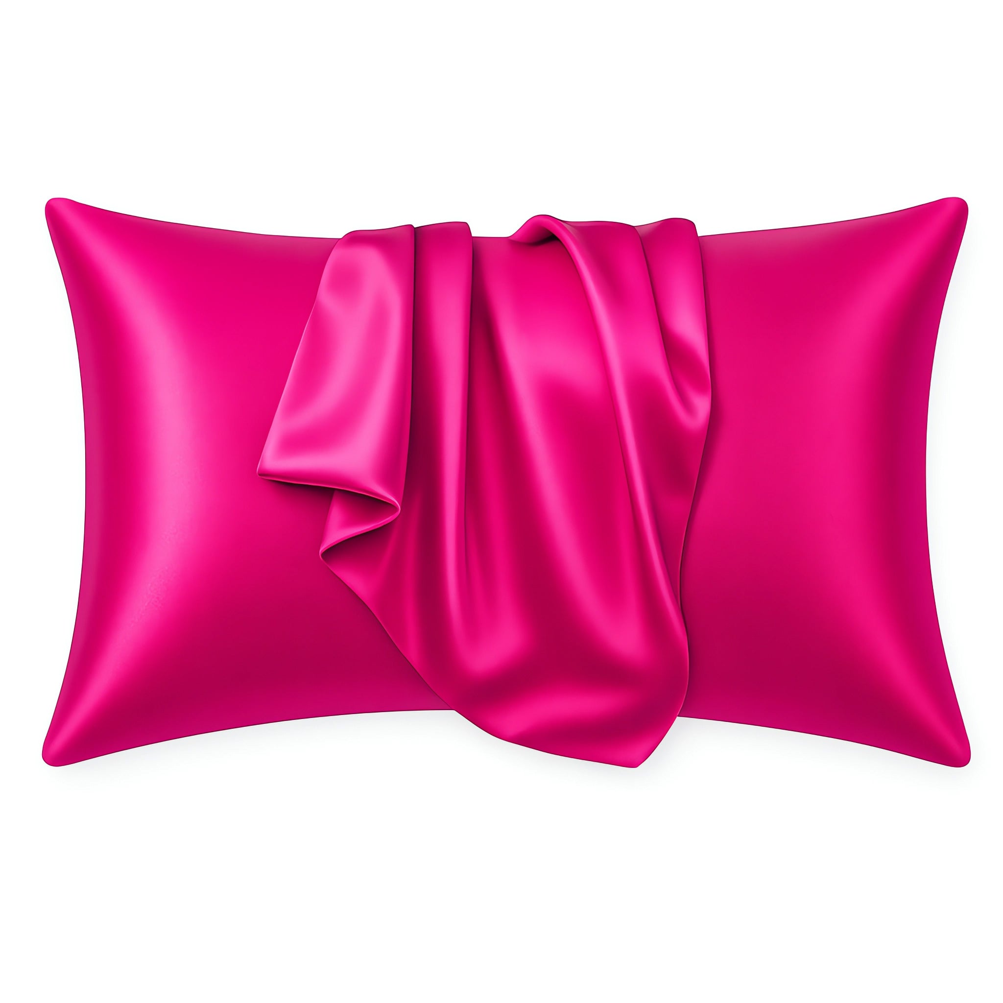 Satijnen kussensloop Fuchsia 60 x 70 cm hoofdkussen formaat - Satin pillow case / Zijdezachte kussensloop van satijn