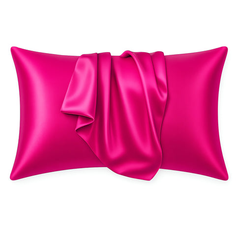 Satijnen kussensloop Fuchsia 60 x 70 cm hoofdkussen formaat - Satin pillow case / Zijdezachte kussensloop van satijn