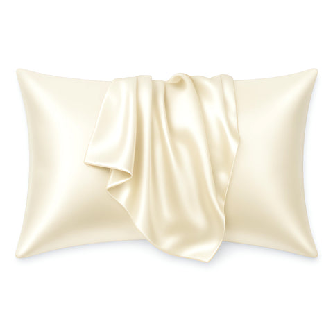 Satijnen kussensloop Ivoor 60 x 70 cm hoofdkussen formaat - Satin pillow case / Zijdezachte kussensloop van satijn
