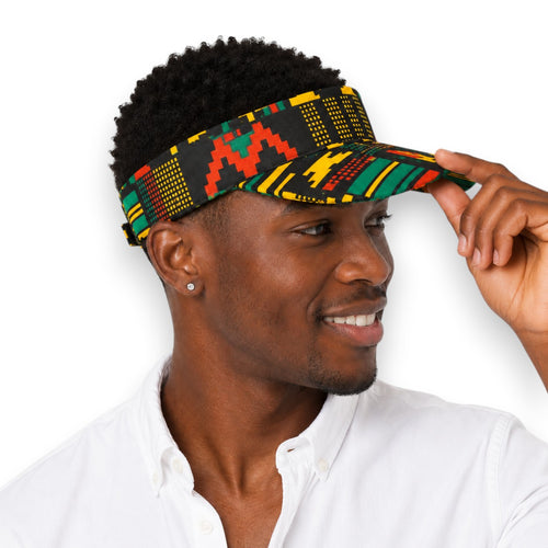 Casquettes pare-soleil à imprimé africain - Noir Vert Kente