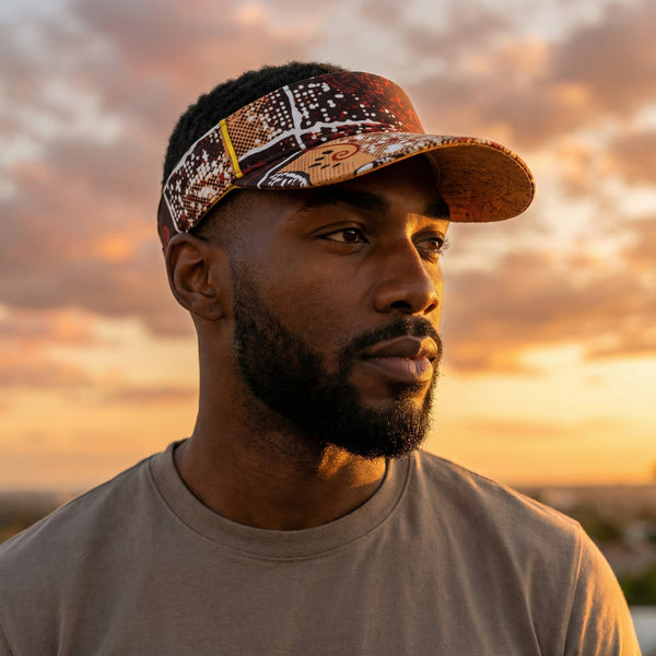 African print Sun visor cap - Brown