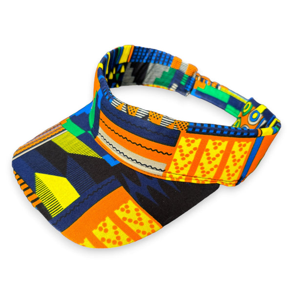 Casquettes pare-soleil à imprimé africain - Blauw / oranje kente