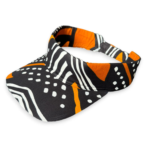 Casquettes pare-soleil à imprimé africain - Noir / orange