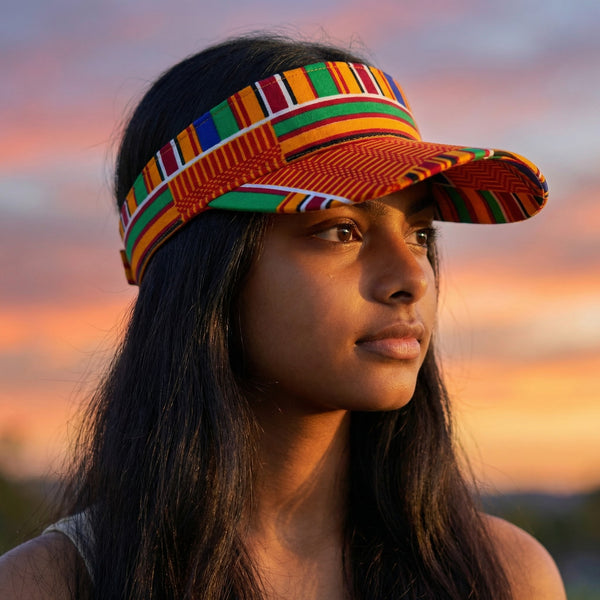 Casquettes pare-soleil à imprimé africain - Orange kente