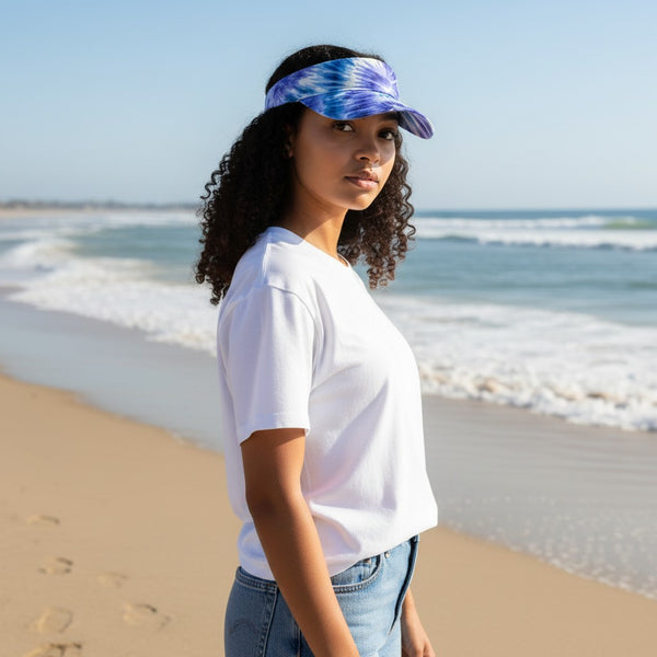 Casquettes pare-soleil à imprimé africain - Bleu Tie Dye 
