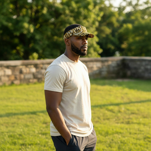 Casquettes pare-soleil à imprimé africain - Noir Jaune Ndop Cameroun