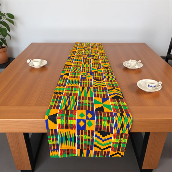 Chemin de table africain / nappe - Jaune Kente