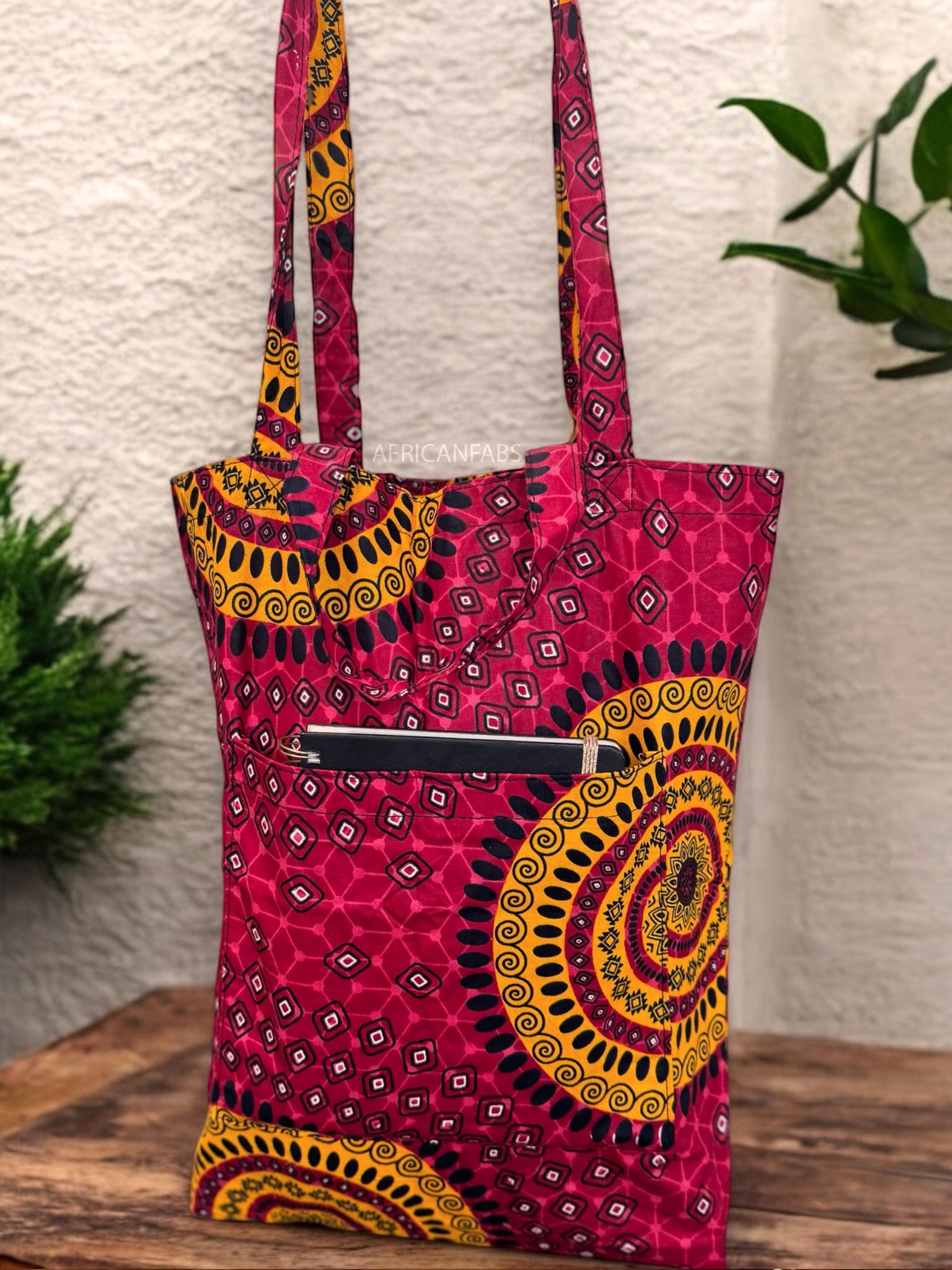 Sac cabas imprimé africain - Rouge Dotted Patterns  - Sacs fourre-tout / Sac en Toile en coton réutilisable