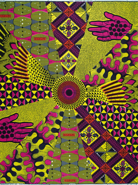 VLISCO Hollandais Wax print fabric - Pink Lime High-Life VL04111.023