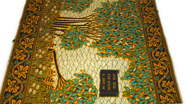 Tissu VLISCO Wax Hollandais - Turquoise Jaune Fallen tree VL00562 Limited Edition