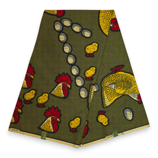 VLISCO Hollandais Wax print fabric - Yellow Red Happy family VL0H628