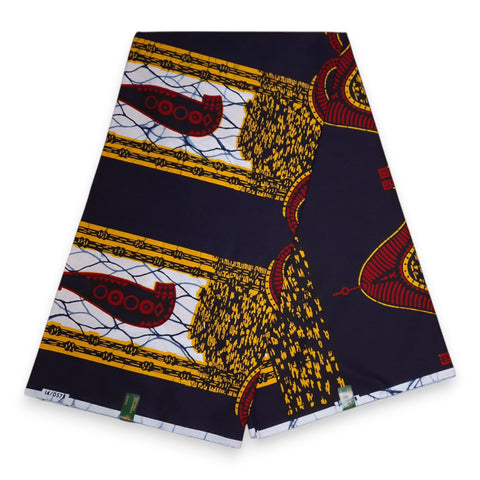 Tissu VLISCO Wax Hollandais - bleu foncé Chiefs' sword VL00578-114