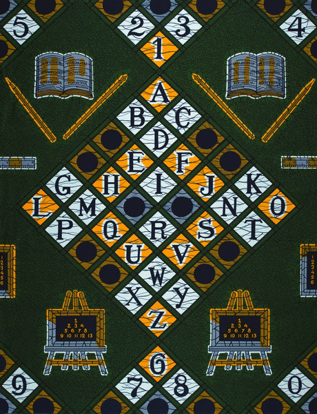 VLISCO stof Hollandais Afrikaanse Wax print - Groen ABC VL00017