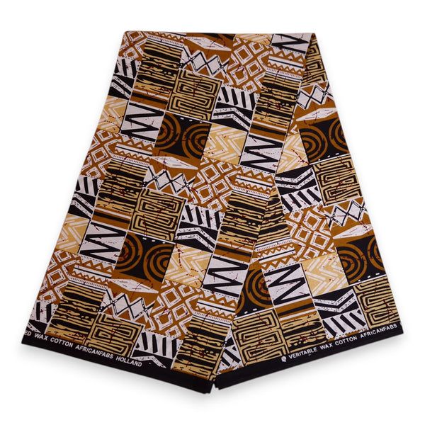 Zonneklep / Pet met Afrikaanse print - Zandkleurige Bogolan Mosaic