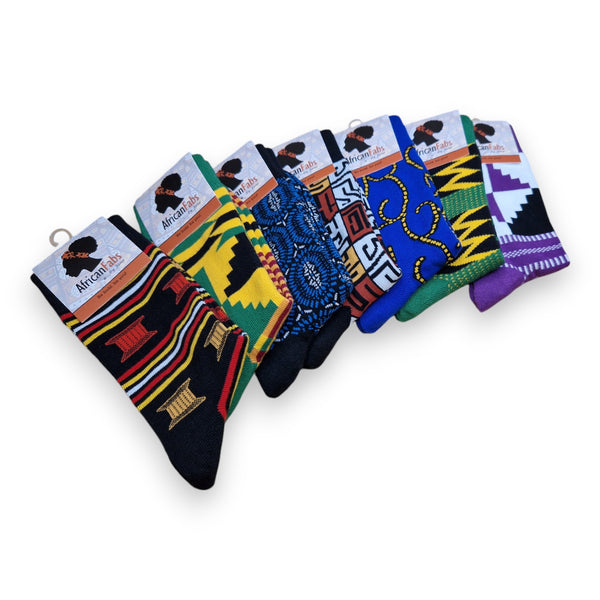 African socks / Afro socks / Kente socks - Green Yellow