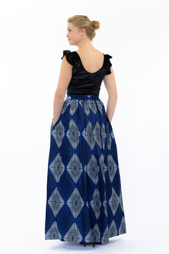 African print maxi skirt - Royal blue diamonds