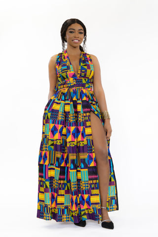 Afrikaanse print Multi color paars Infinity Multiway Maxi Jurk