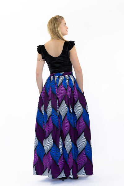 Afrikaanse print maxi rok - Paarse Swirl