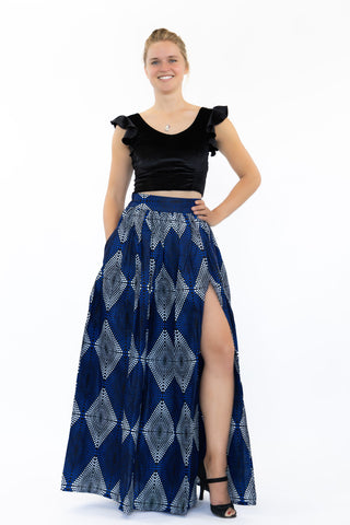 Afrikaanse print maxi rok - Blauwe Tie Dye