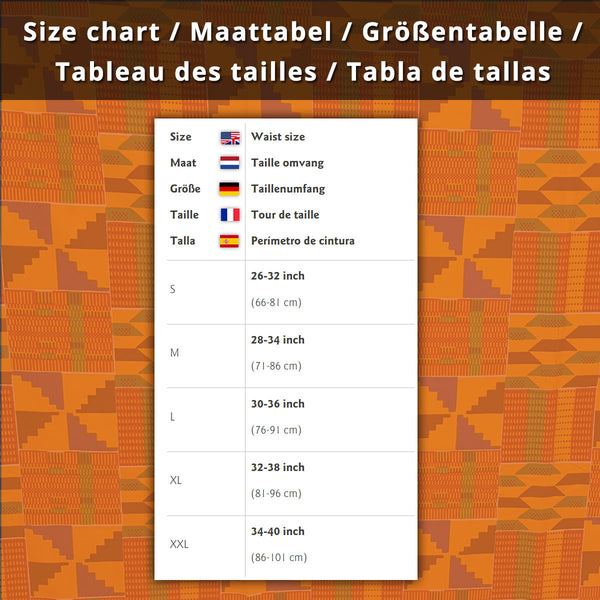 African print mini skirt - Red Orange Bogolan Symbols