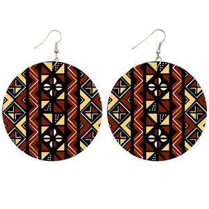 Brown beige mud cloth / bogolan | African inspired earrings