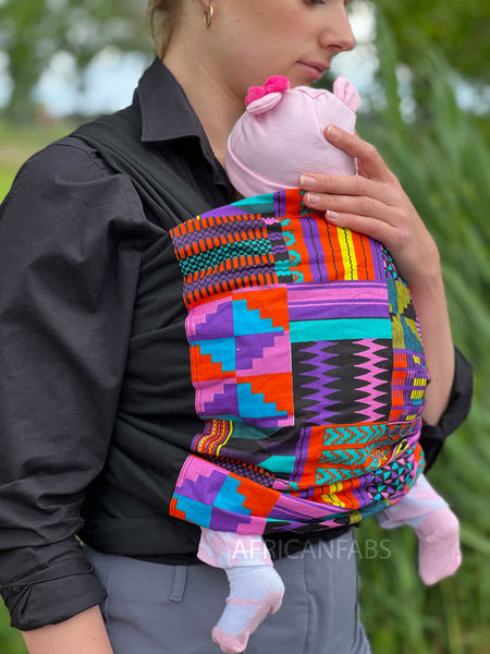 Afrikaanse Print Draagdoek / Draagzak / baby wrap / baby sling - Paarse / roze kente