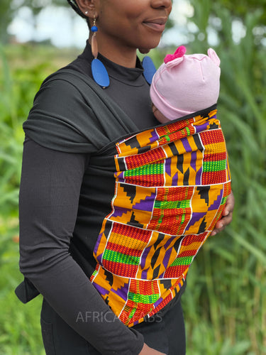 African Print Baby Carrier / Baby sling / baby wrap - Purple / orange kente