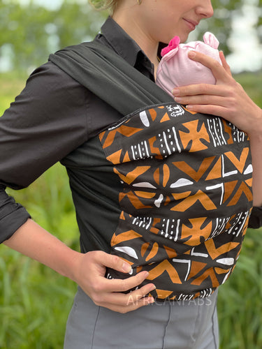 Afrikaanse Print Draagdoek / Draagzak / baby wrap / baby sling - Zwarte mud