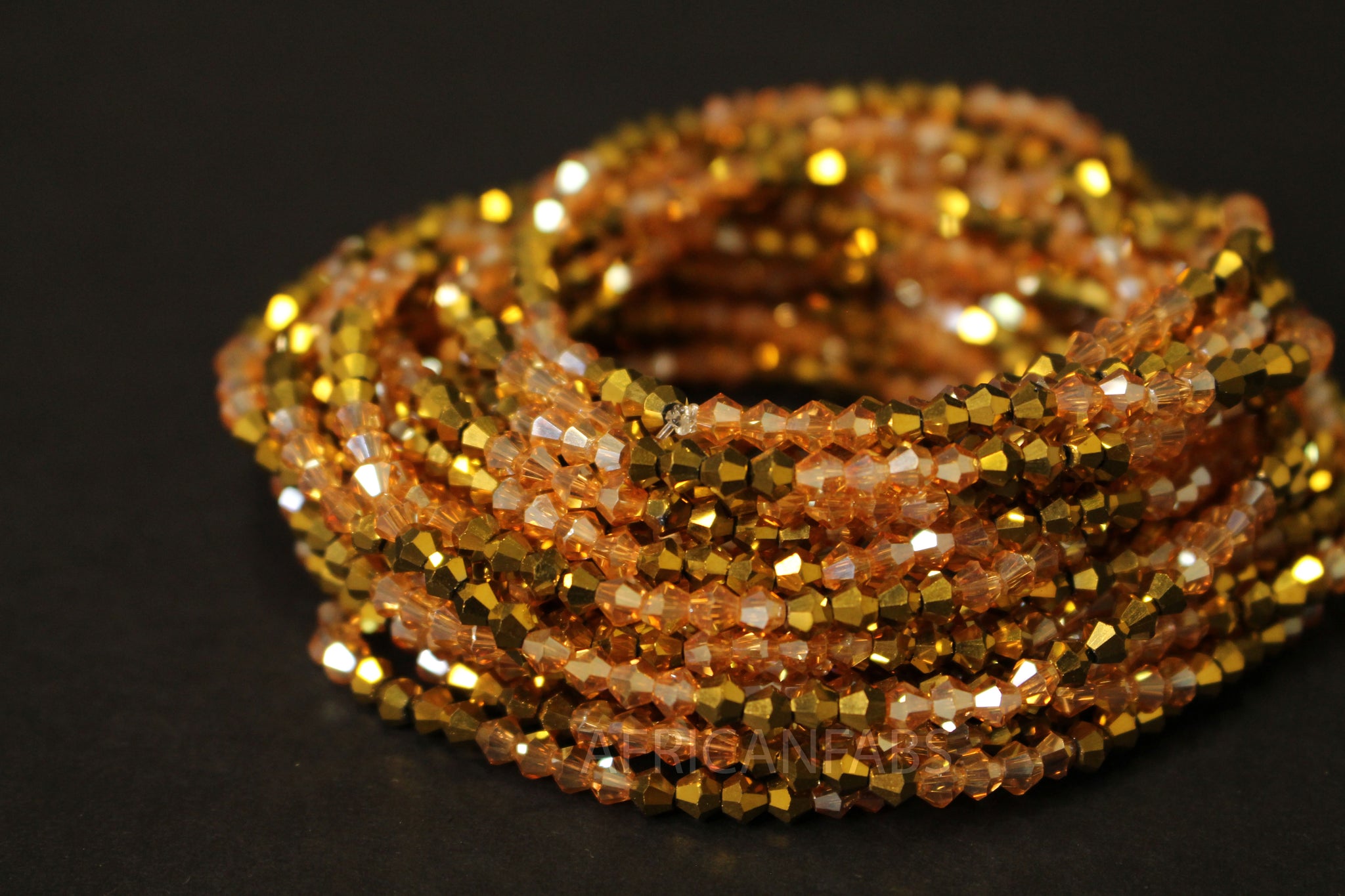 Waist Beads / Afrikaanse Heupketting - IZIEGBE - Goud crystal (elastisch)